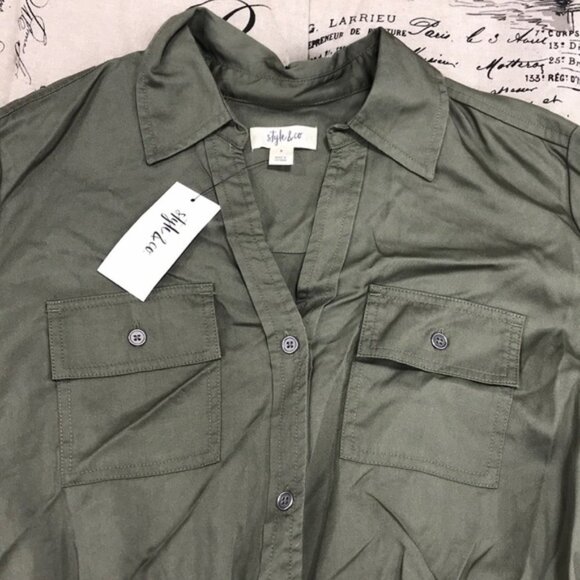 Style & Co Solid Utility Shirtdress - Picture 4 of 6